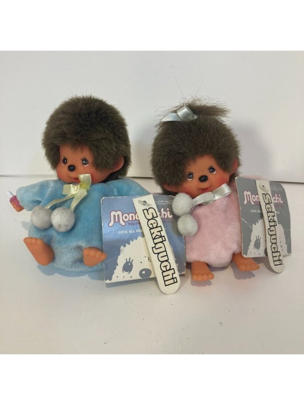 Monchhichi Monkey Bean Bag Baby Set Boy Girl Sekiguchi Doll Toy Tag Japanese